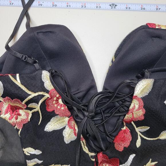 Mini Tulle Dress Balletcore Black Floral Layered Lace up Back 7 HoCo Formal - Picture 15 of 15